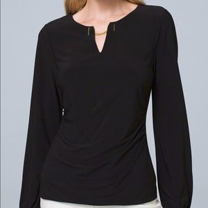 Black blouse with gold chain detail